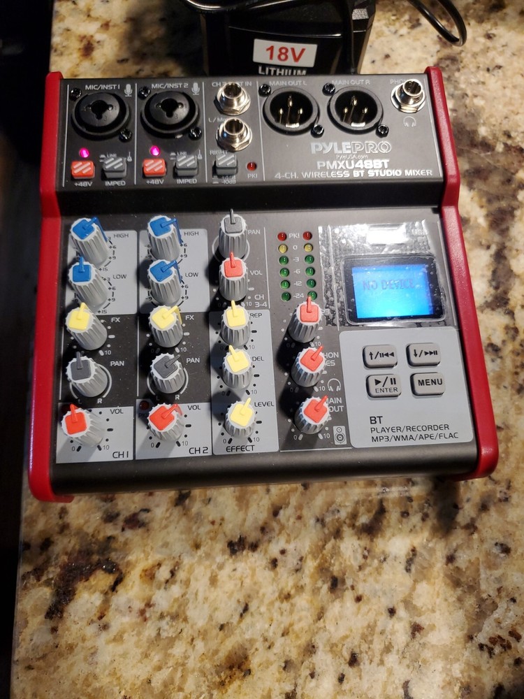 Pyle PMXU48BT 4-Ch. Bluetooth Studio Mixer, Pro Digital DJ Audio Mixer Console