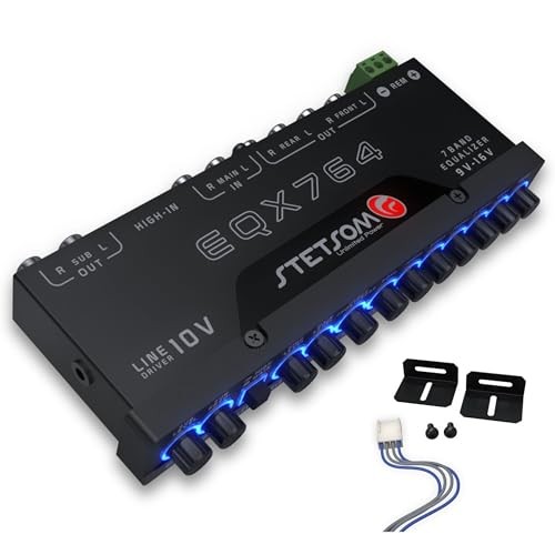 EQX764-7 Band Equalizer, Pre-Amp Car Audio Graphic Equalizer with 4 Inputs