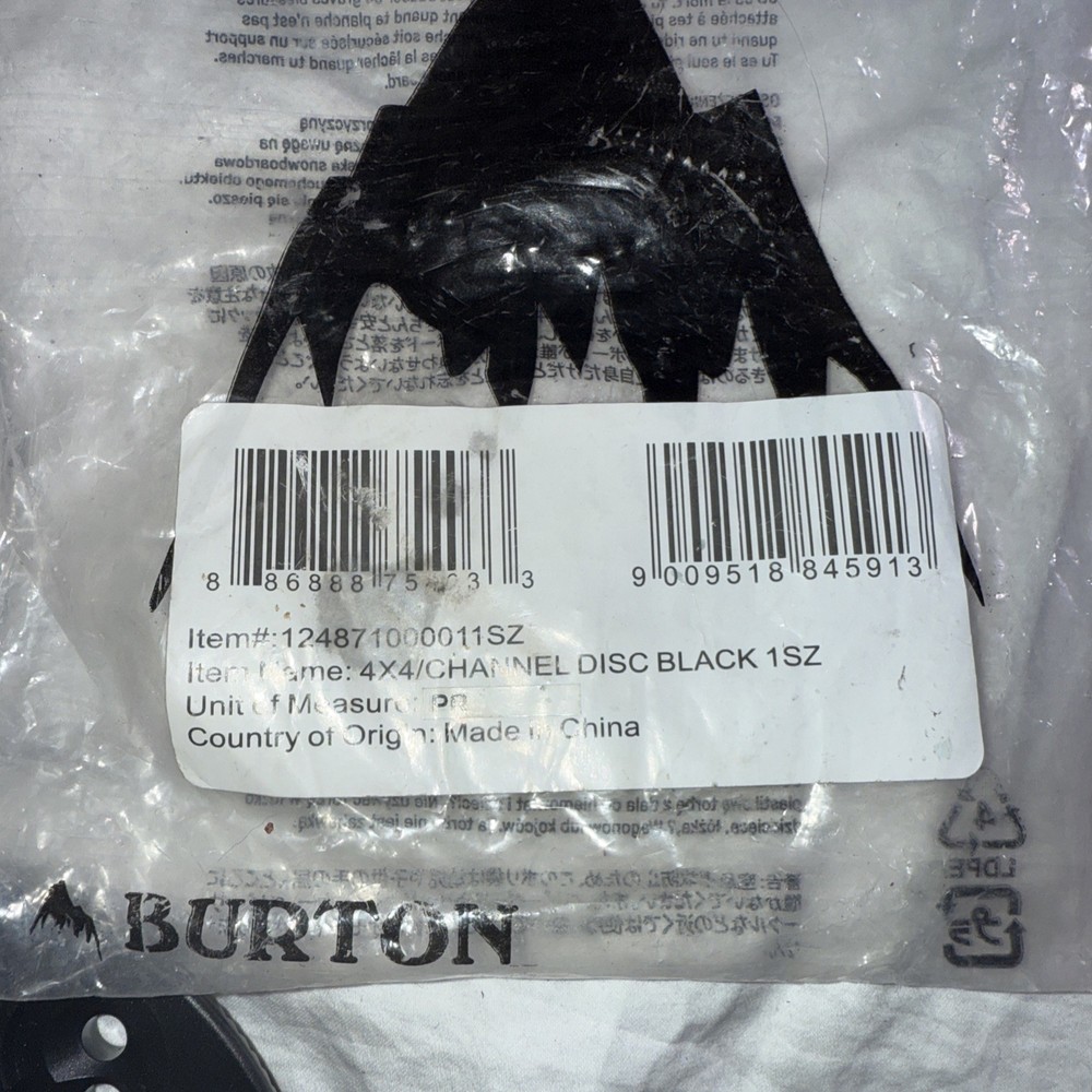 New Burton Snowboard 4 Hole and ICS Multi Round Disc's Black (Pair)