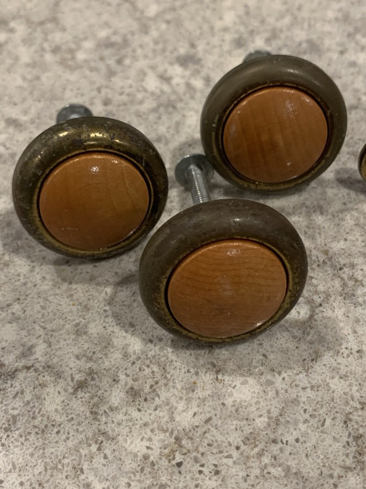 6 Vtg Brass Oak FRENCH PROVINCIAL Hardware Drawer Pull 2 1/2"centers + 3 Knobs