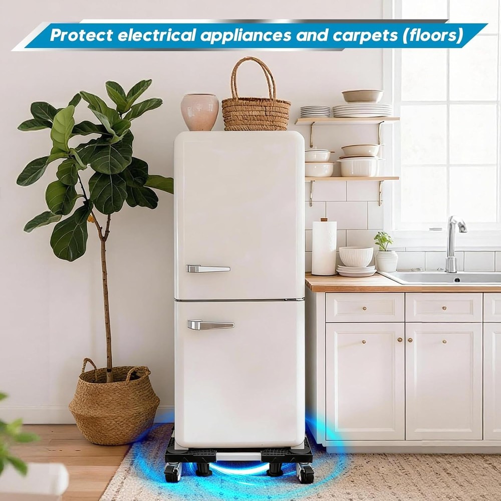 Adjustable 16-24in Mobile Fridge Stand & Dolly with Locking Wheels, 600lb Cap