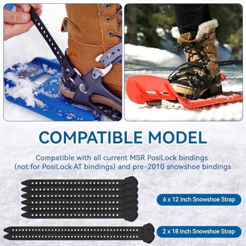 Replacement Snowshoe Straps for MSR Bindings - 6x12 & 2x18, Compatible with Dena