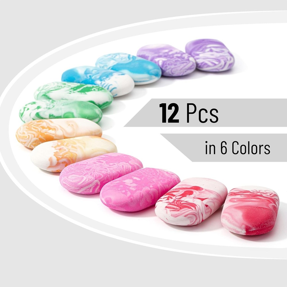 Erasers, 12 Pack, Marble Pencil Eraser, Erasers for Pencils