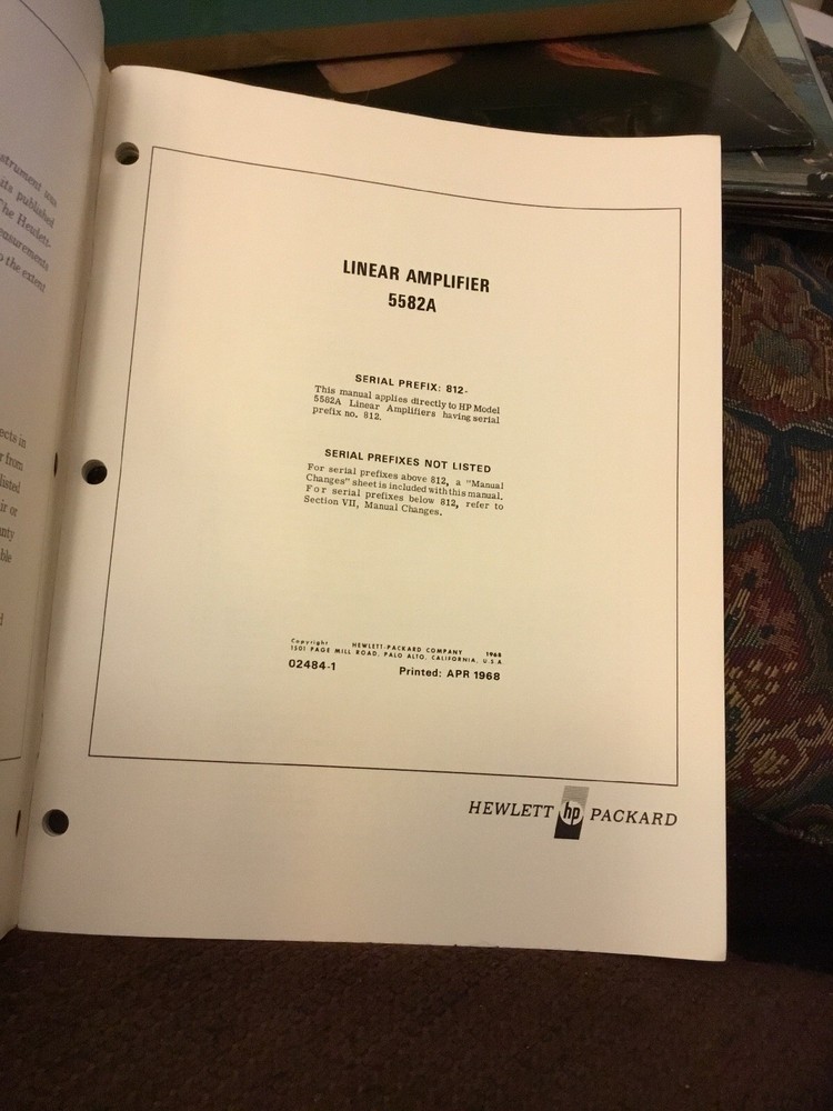 HP 5582A Linear Amplifier Manuel 1968