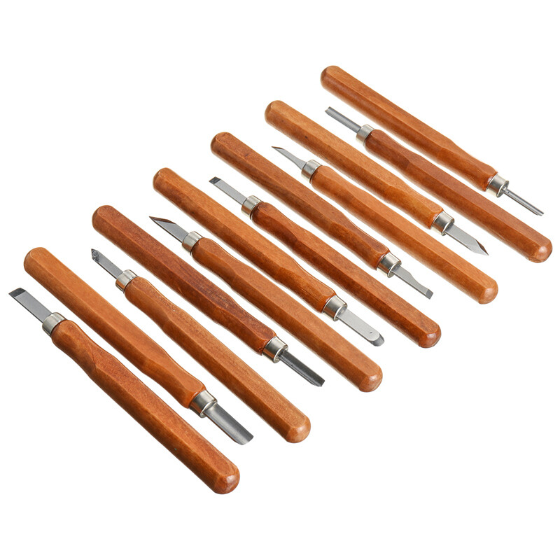 12Pcs Wood Carving Hand Chisel Tool Set Professional Woodworking DIY Gouges Kit