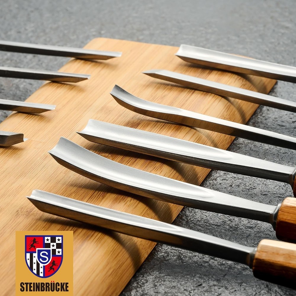 Wood Carving Chisel Set 12PCS Gouges & Mallet with Canvas Bag for Woodworking