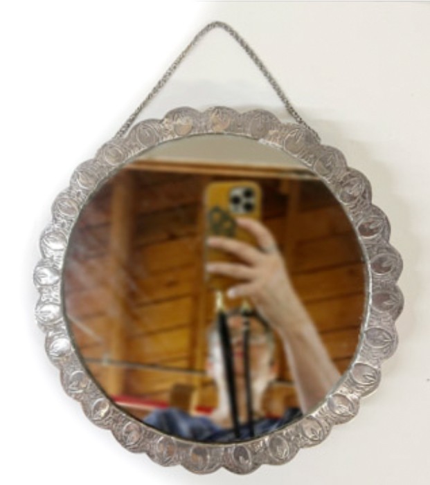 Turkish Repousse 900 Silver wall mirror 10.25"