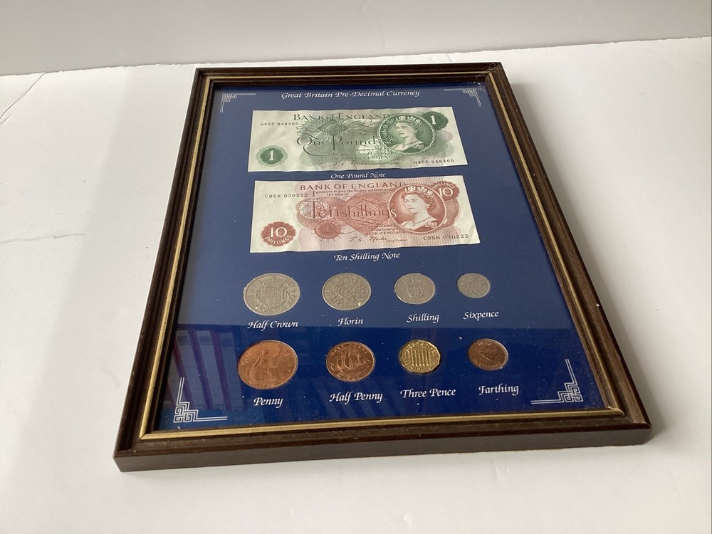 Great Britain Pre-Decimal Currency In Display Frame.