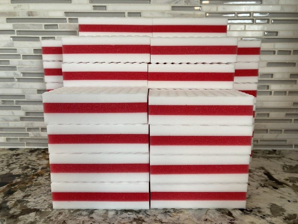 80 PACK RED Melamine Magic Sandwich Sponge Eraser Heavy Duty Extra Durable