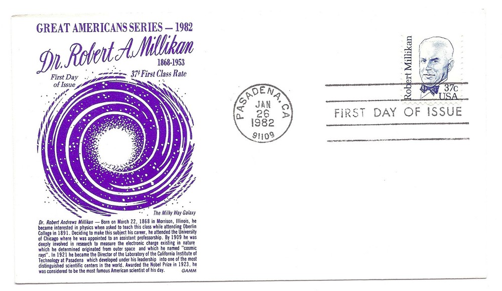 1866 37c Robert Millikan, GAMM, FDC