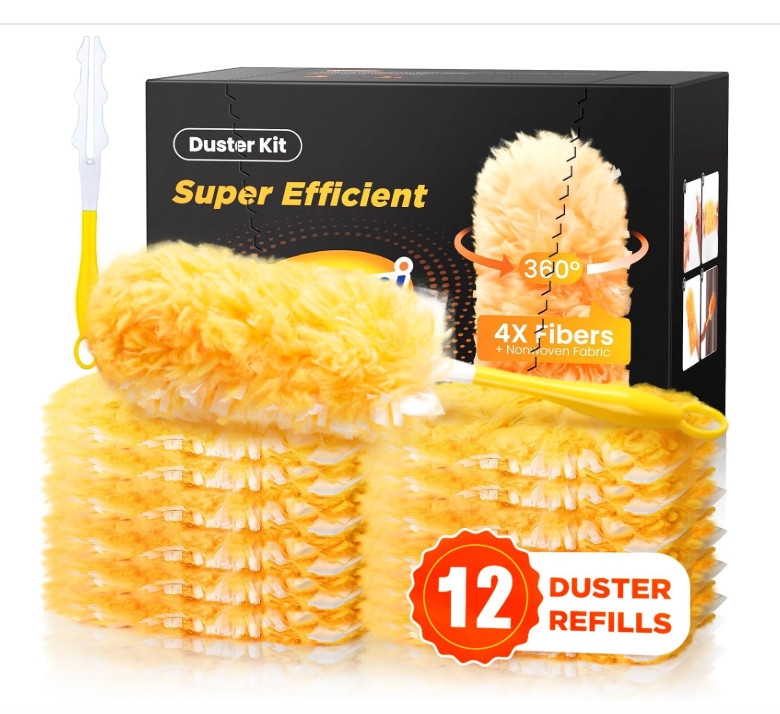 Super Efficient Duster Refills for Swiffer Duster, Duster Kit with 12 Ct Duster