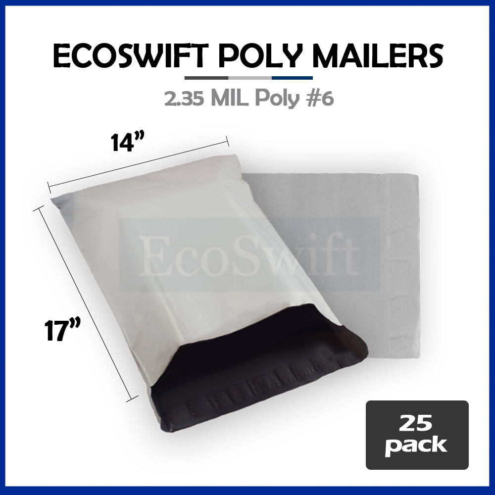 25 14x16 ECOSWIFT WHITE POLY MAILERS SHIPPING ENVELOPE PLASTIC SELF SEALING BAGS