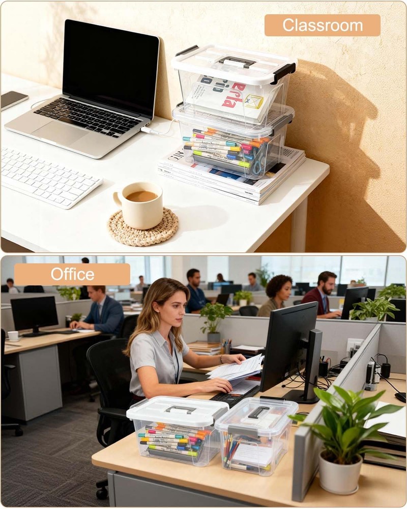 NUMIFUN Plastic Storage Bins with Lids 6 Pack Storage Organizer, 7 Quart Stac...