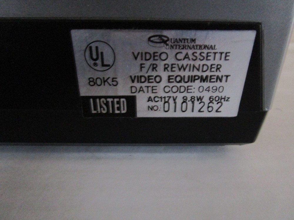 Quantum 2 Way VHS rewinder Tested Model 1200UL with original manual