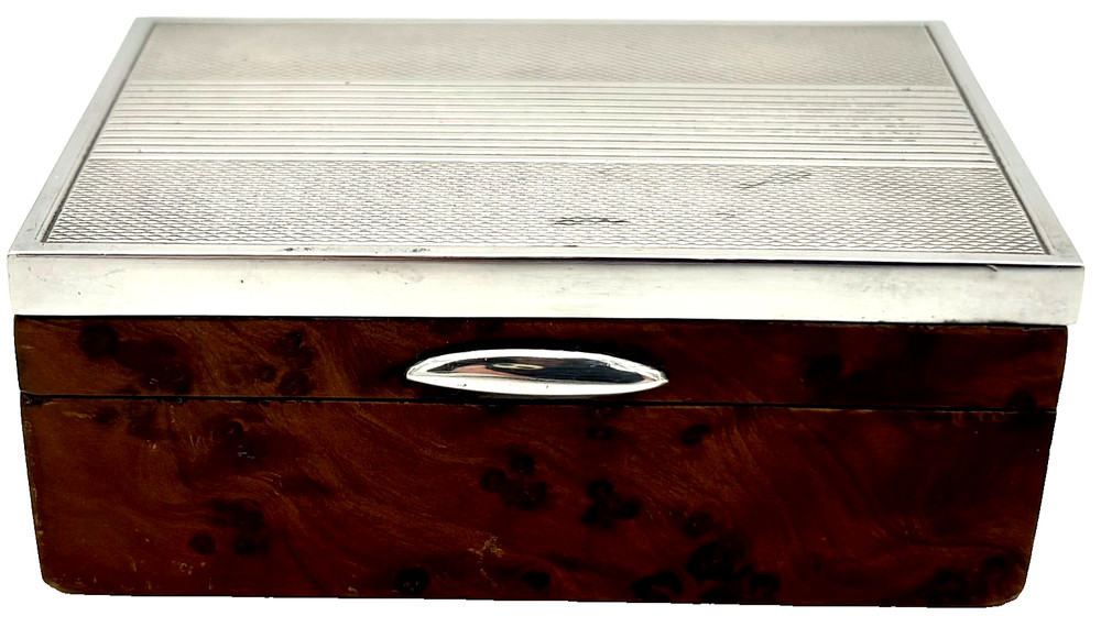 Art Deco Silver Mounted Burr Walnut Box – Circa 1924 – Marked 800