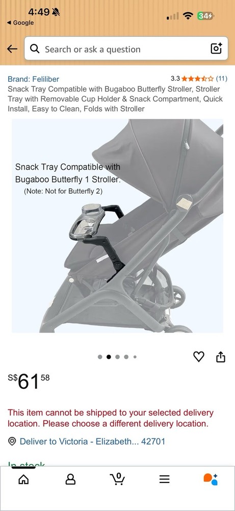 Feliliber Snack Tray for Bugaboo Butterfly Stroller, Removable Cup Holder