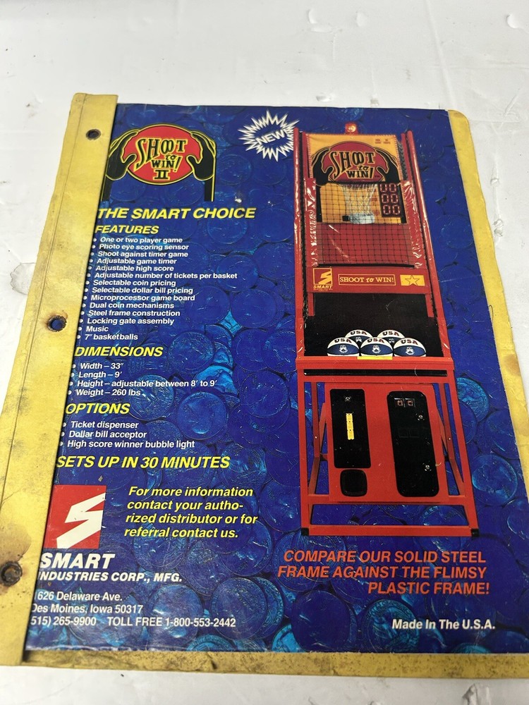 Shoot To Win It Arcade Machine Manual
