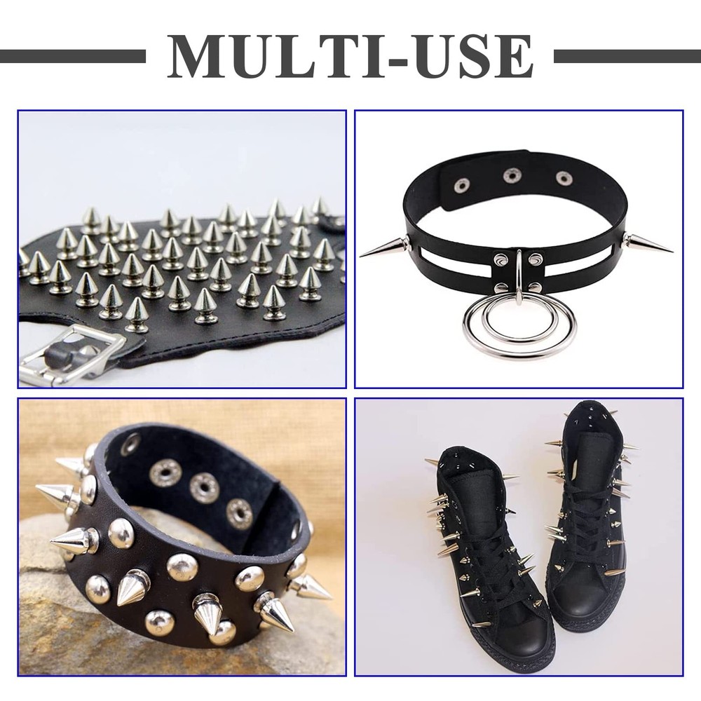 200 Sets Cone Spikes Silver Screwback Studs Rivets Leather Craft DIY