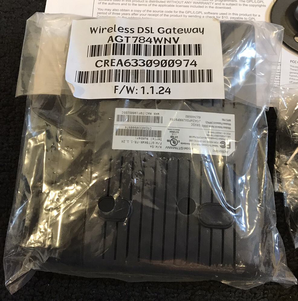 Actiontec AGT784WNV Wireless DSL Gateway