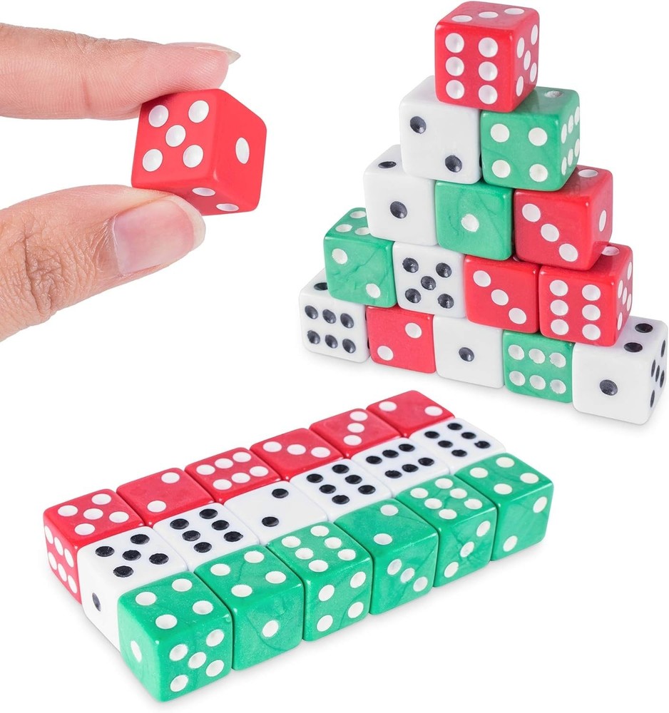 Standard 16mm Multicolor Dice - 18 Count for Games, Parties, and Learning