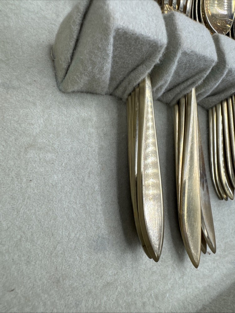 DIRILYTE DIRIGOLD Gold Tone Silverware Flatware 55 pc Box MCM Mid Century