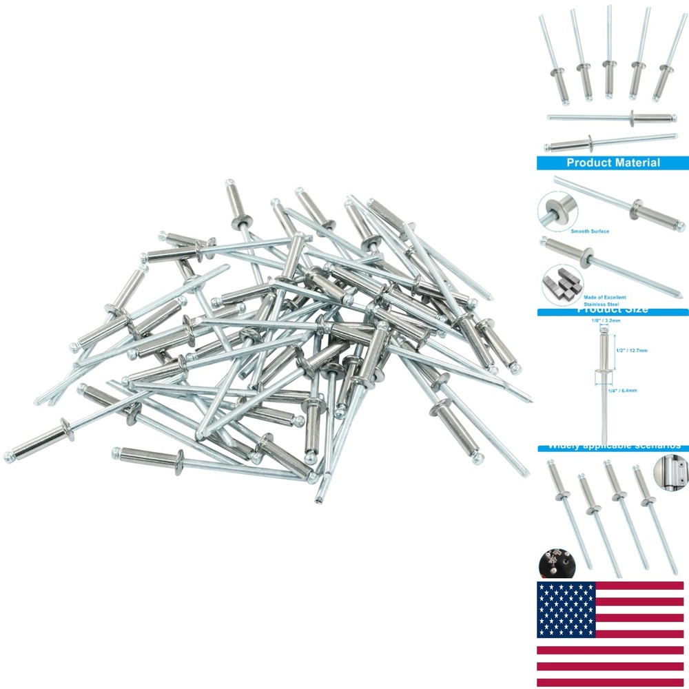 Versatile 50 Pcs Stainless Steel Blind Rivets 1/8"Diameter for Easy Fastening