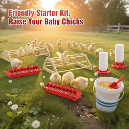 7-in-1 Chicken Brooder Box for Chick Starter Kit, Includes Red + Wood Color