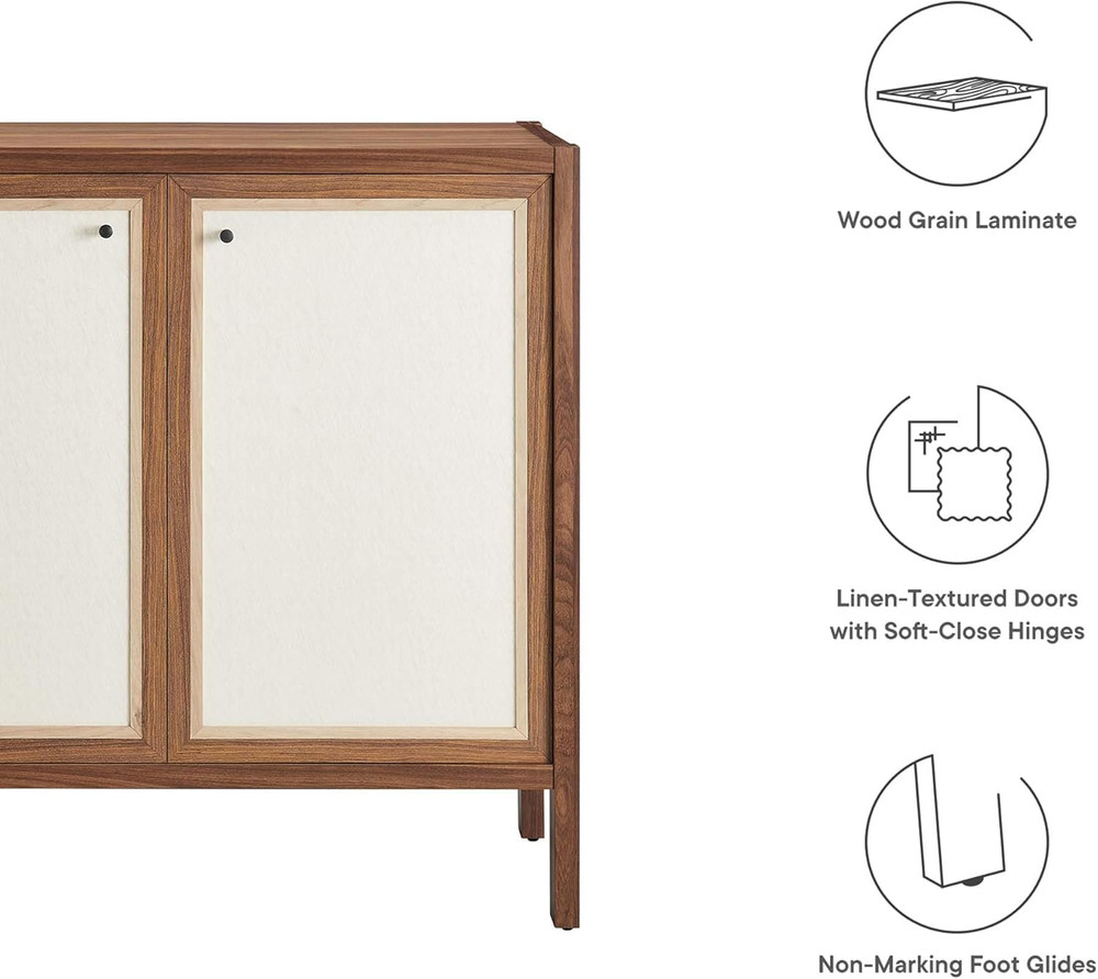 Capri 33" Walnut Sideboard - Mid-Century Modern Storage Cabinet
