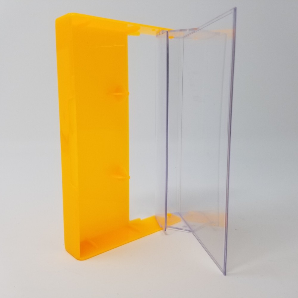 5 Cassette Tape Cases: Clear Front + Fluorescent Orange Solid Back - Plastic