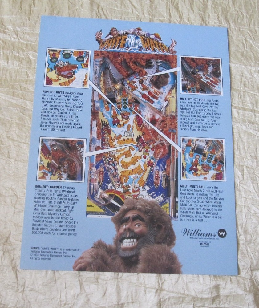 1993 WILLIAMS WHITE WATER PINBALL FLYER