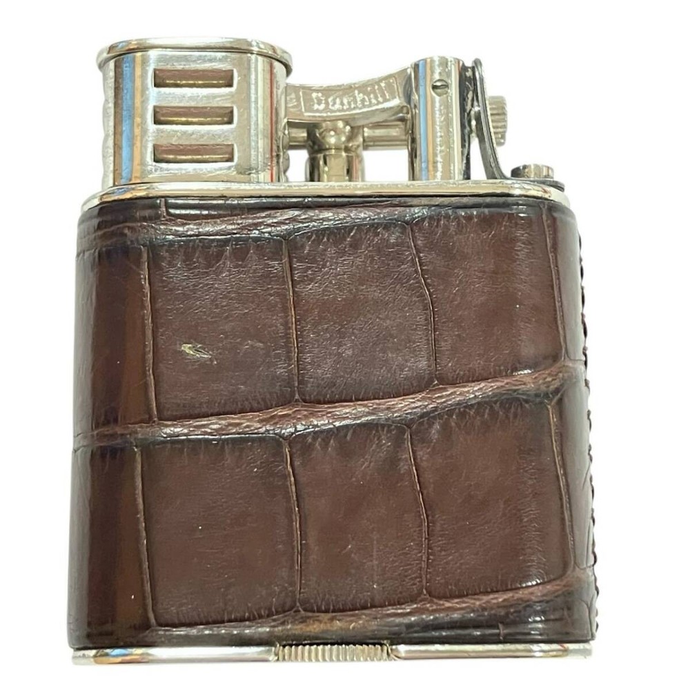 Working Dunhill Oil lighter silver brown hammer without box
