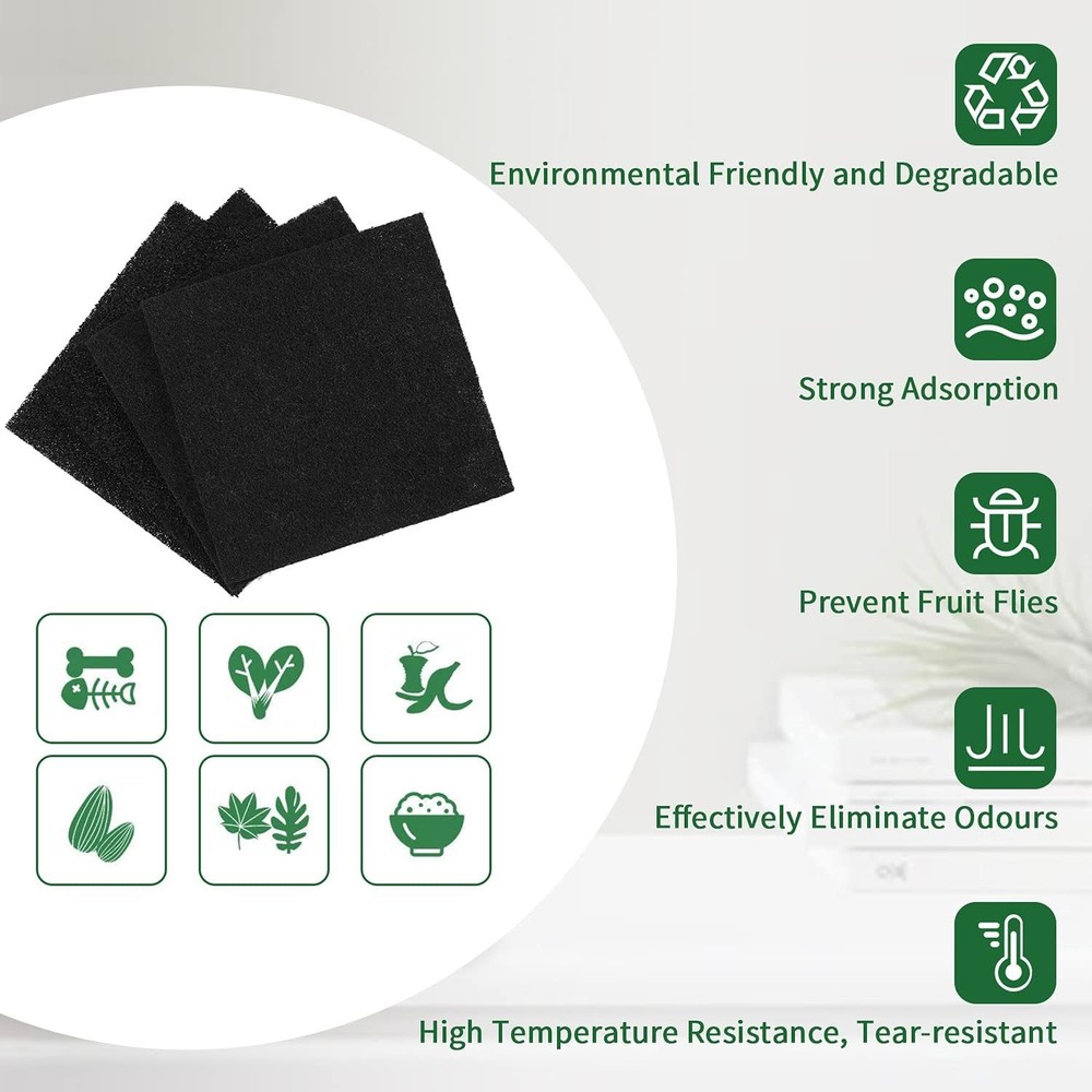 10 Pack Square Compost Bin Filters Spare Activated Carbon