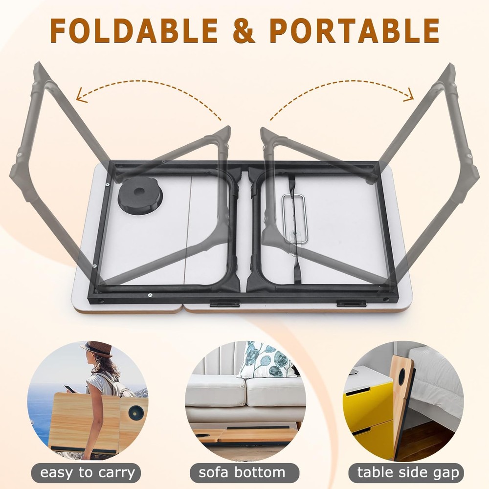 Adjustable Laptop Desk for Bed,Bed Table Laptops,Laptop Stand Brown