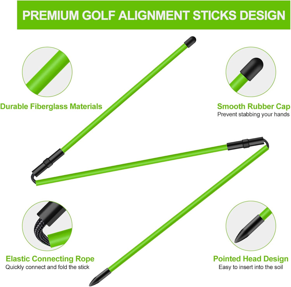 Golf Alignment Sticks 2 Pack,Golf Alignment Rods Upgraded 48" Collapsible Golf P