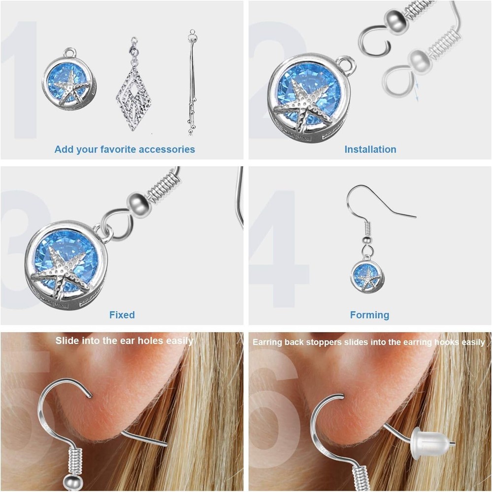 Quality 925 Sterling Silver Fish Hook Earrings – 120 PCS + Clear Silicone Backs