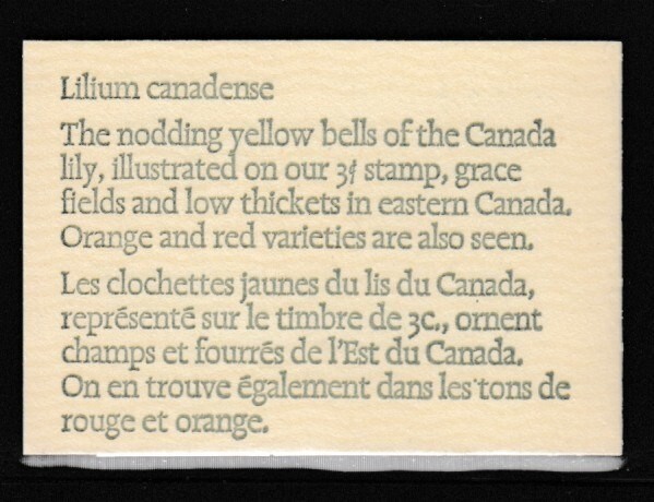 CANADA Nodding Yellow Bells MNH booklet