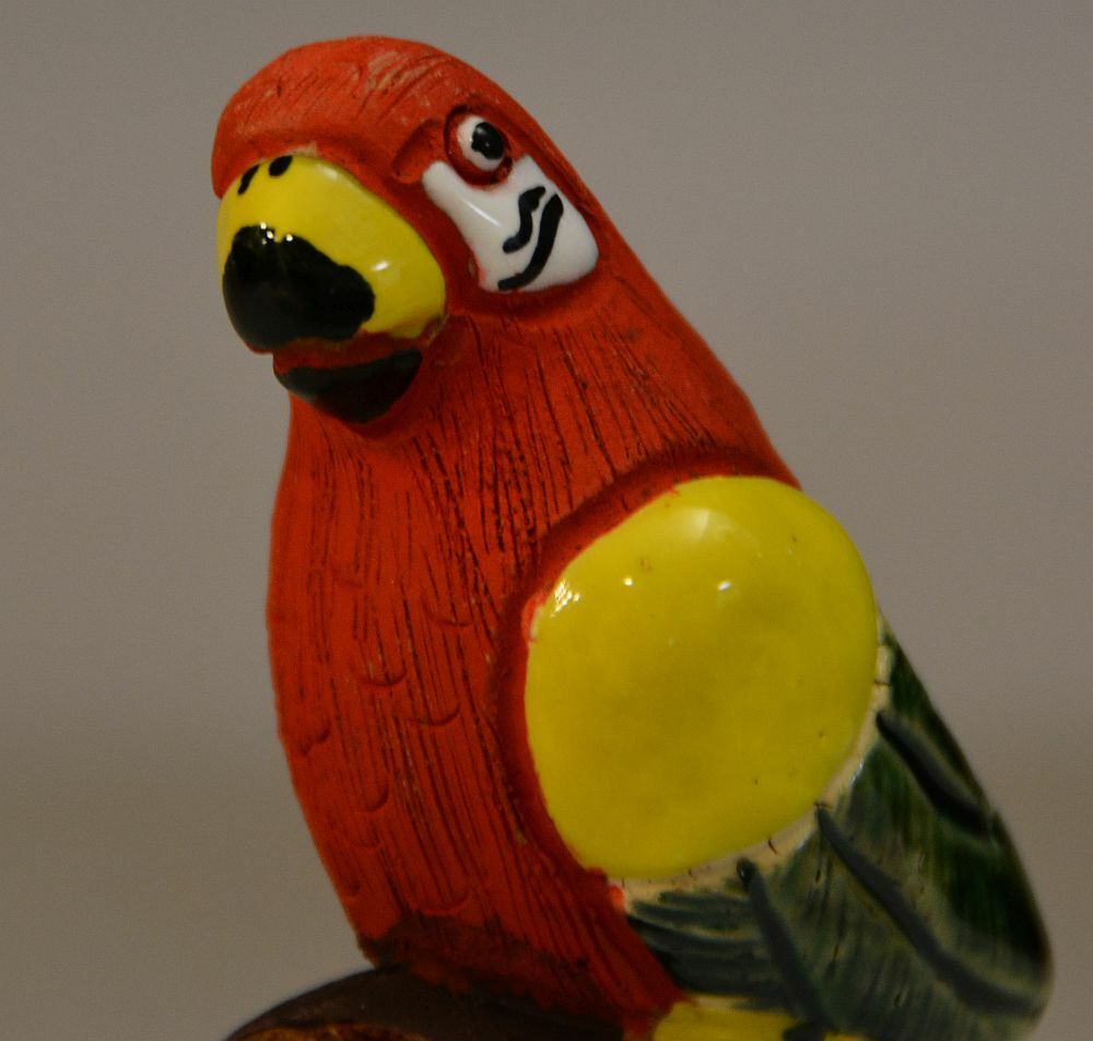 Tiny Red Parrot Ornament Sculpture 3.25" tall