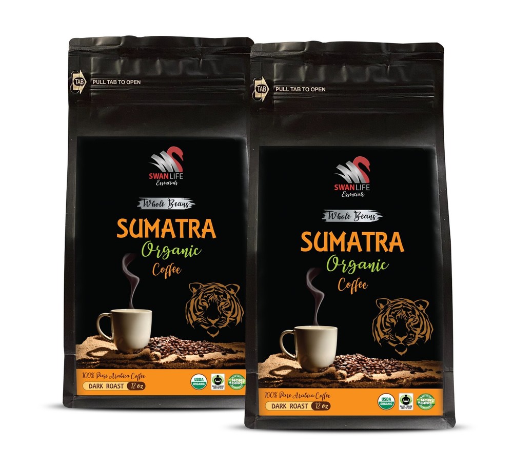 Coffee low acidity - SUMATRA ORGANIC COFFEE WHOLE BEANS -  Fresh roasted 2 Pack