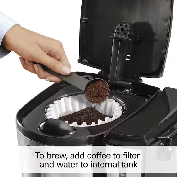 Brewstation 12- Cup Programmable Black Drip Coffee Maker with Removable Water Re