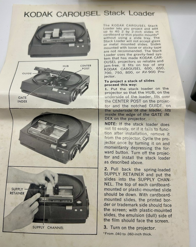 Kodak Carousel Stack Loader Slide Projector Accessory w Box Manual