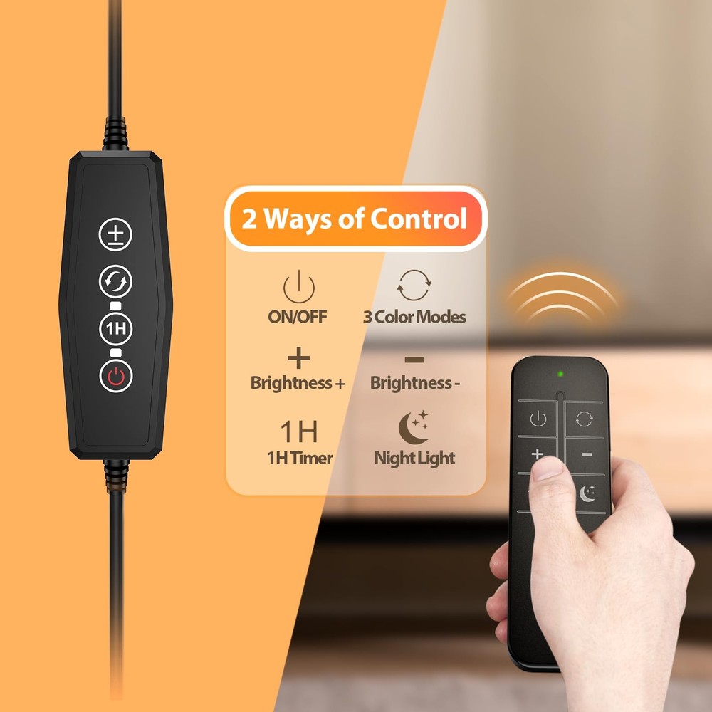 Reading Light with Remote, LED Desk Lamp Clip on [1H Timer & Nightlight] RA 9...