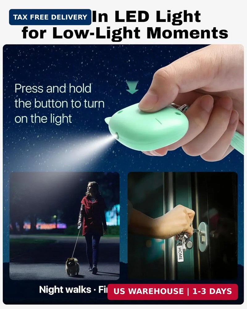 Personal Safety Alarm - VIGOROAD 3 Pack Loud Siren with LED Light, Easy Pull-Pin