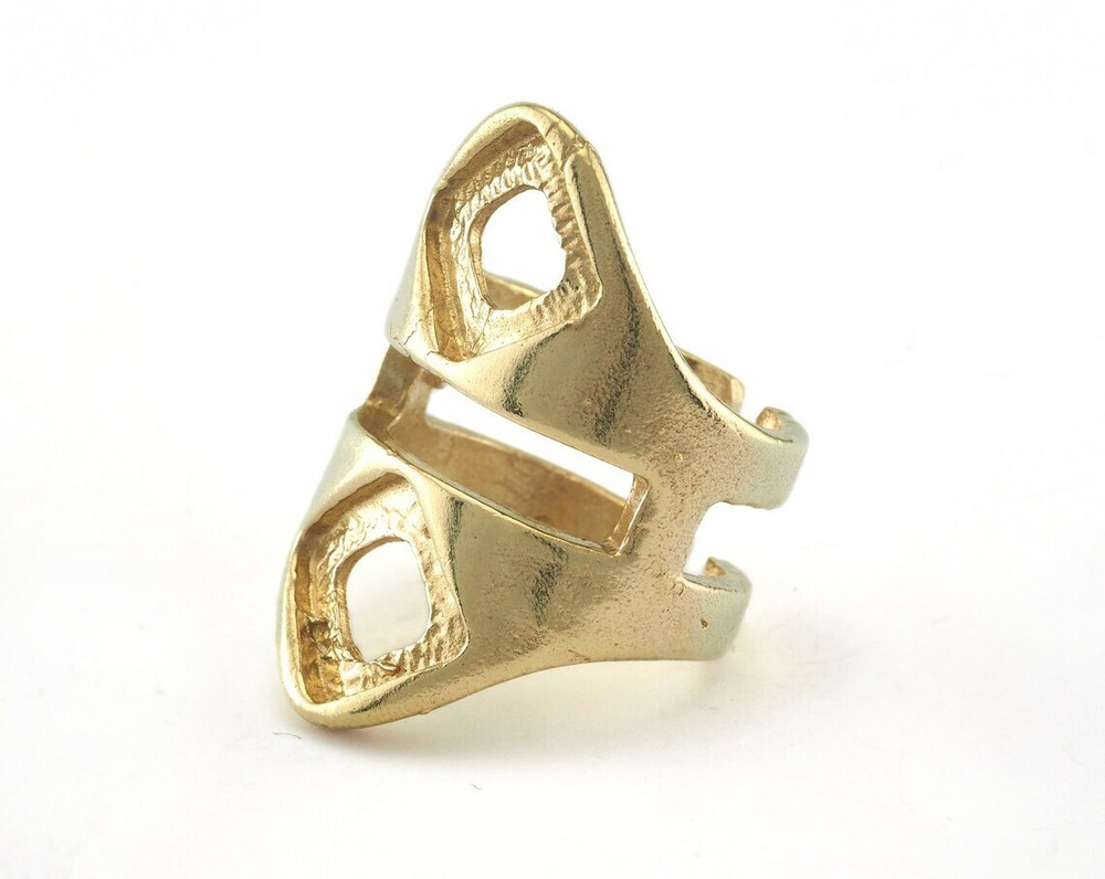Ring Adjustable Ring Bezel - Raw brass 17mm 6.5US inner size - Adjustable 3382