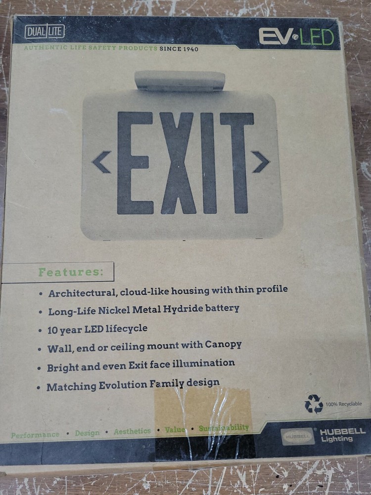 1 Hubbel EVEURWE LED Exit Sign, 93048321