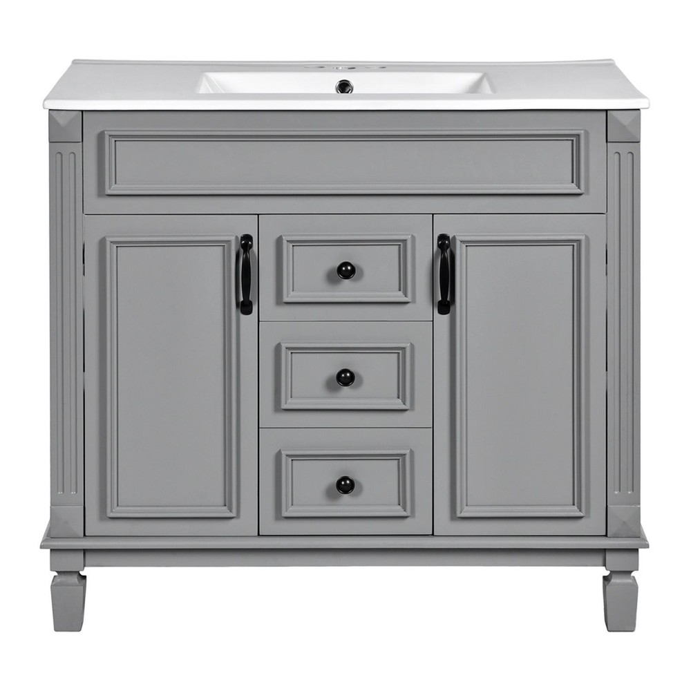 Stylish 36'' Bathroom Vanity with Single Sink, Functional Soft-Closing Storage,