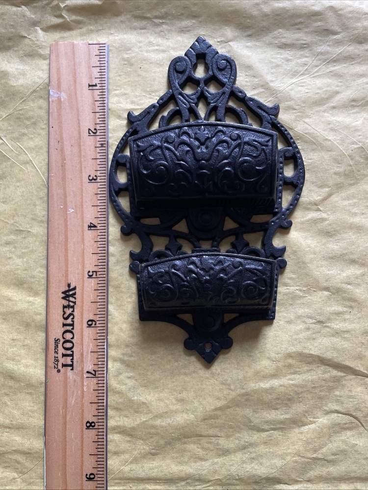 Vintage Cast Iron Double Pocket Match Safe Holder