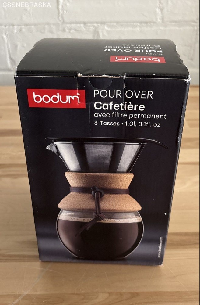 Bodum Pour Over Coffee Maker with a permanent filter.