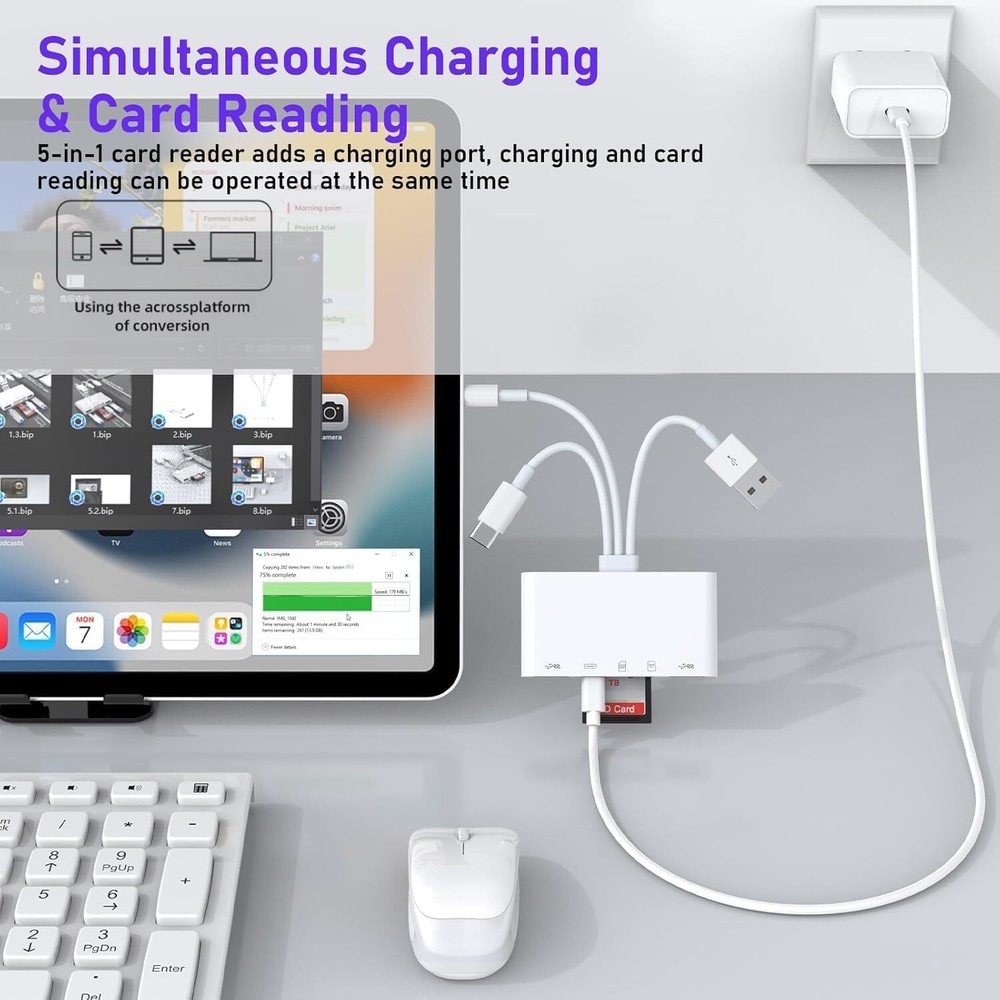 5 in 1 Memory Card Reader USB 3.0 OTG Adapter SD Card Reader For iPhone/iPad