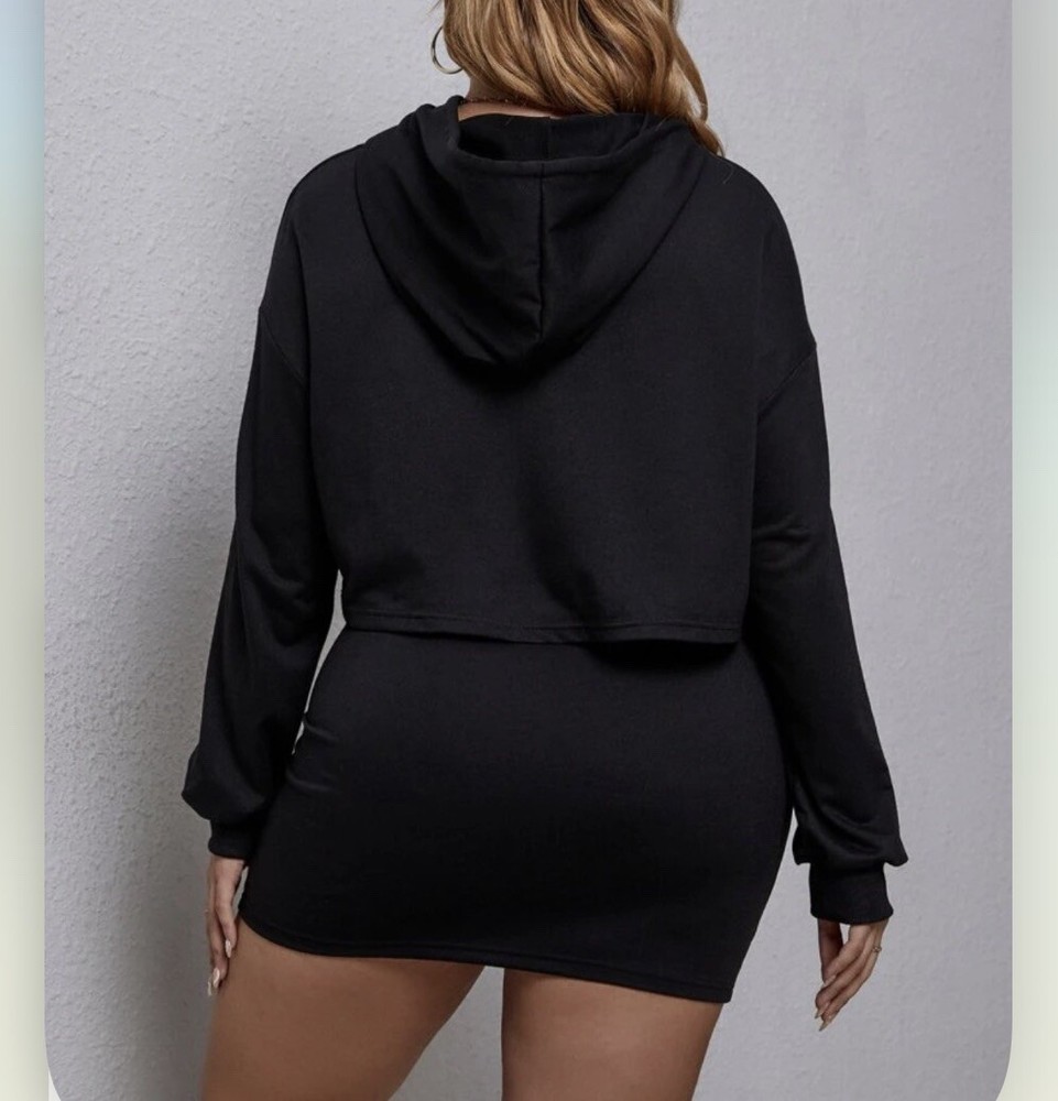 Drop Shoulder Drawstring Hoodie & Skirt size 14