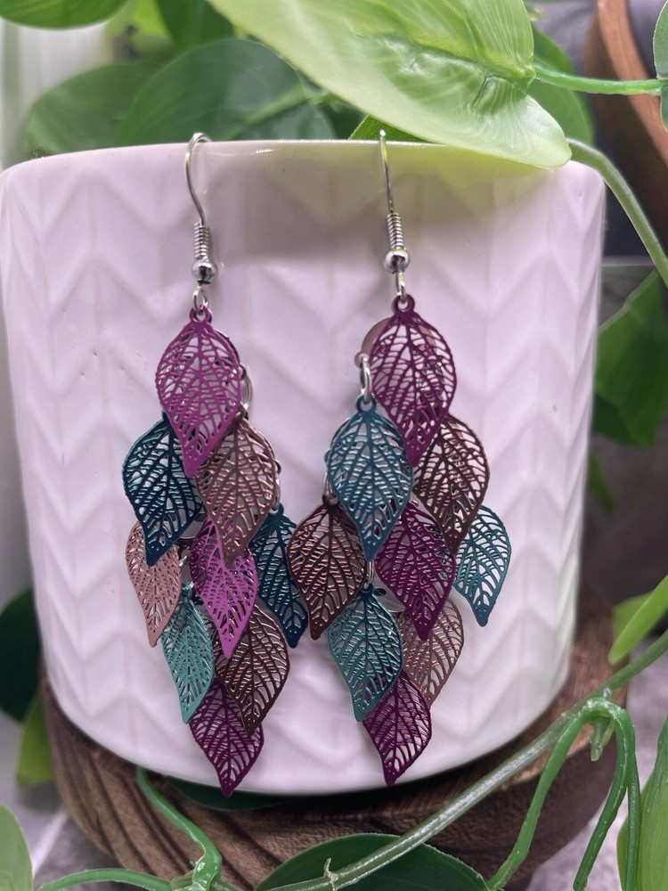 3” Earring Set Silver-tone Boho Hook Dangle Drop New Free Ship 5003